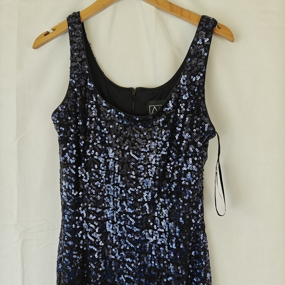 Alex Evenings NWT 2 Piece Garment Maxi Dress Black Navy Sequin Size 10 Women's - Picture 11 of 14